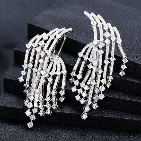 GODKI - New Leaves Drop Dangle Earrings for Women Wedding Bridal Earring - Picture 3 of 3